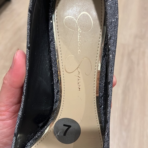 Jessica Simpson Sparkly Grey Lace 3” High Heels - size 7 - Picture 6 of 7